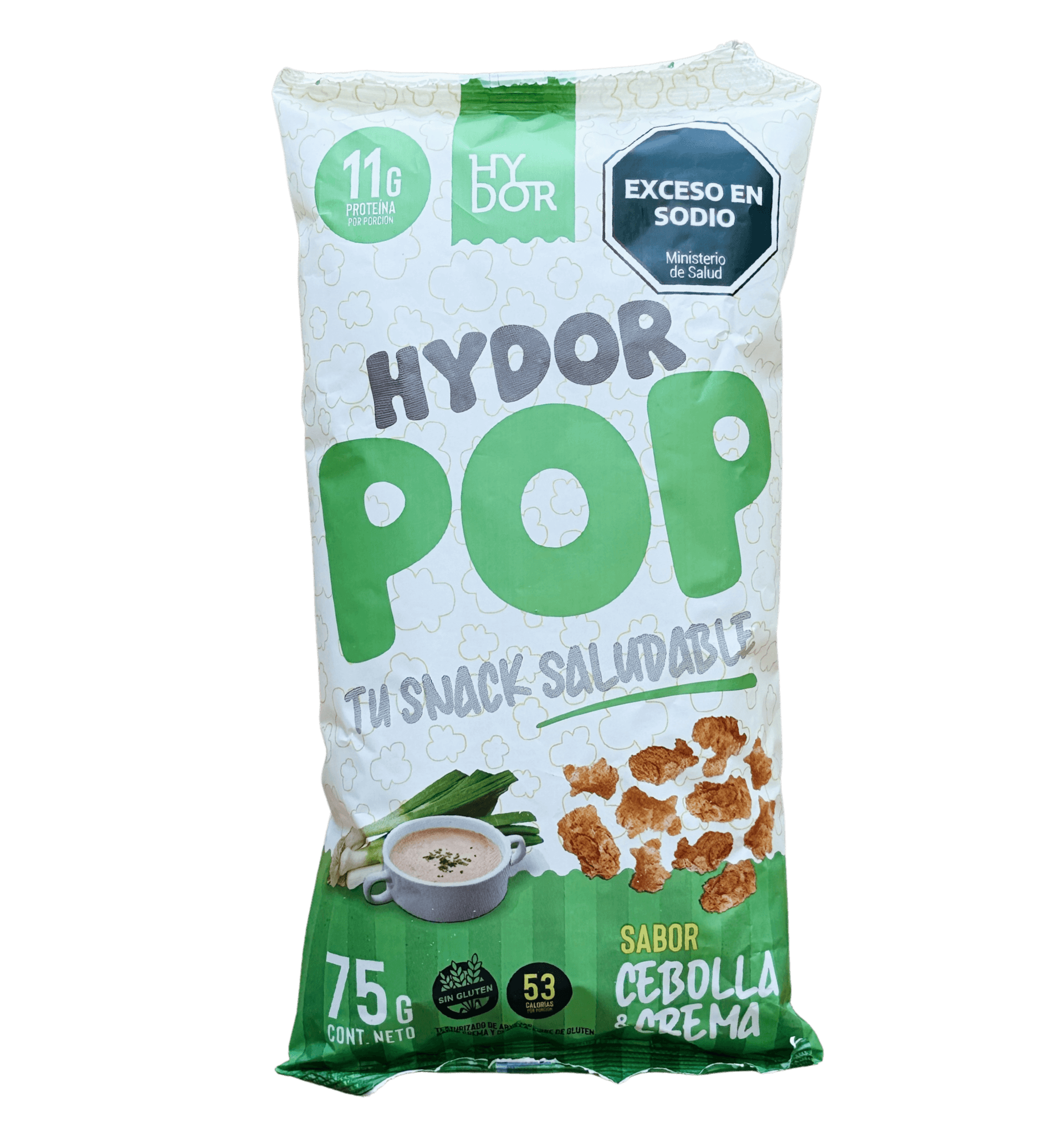 Hydor POP snack proteico vegetal sabor cebolla y crema