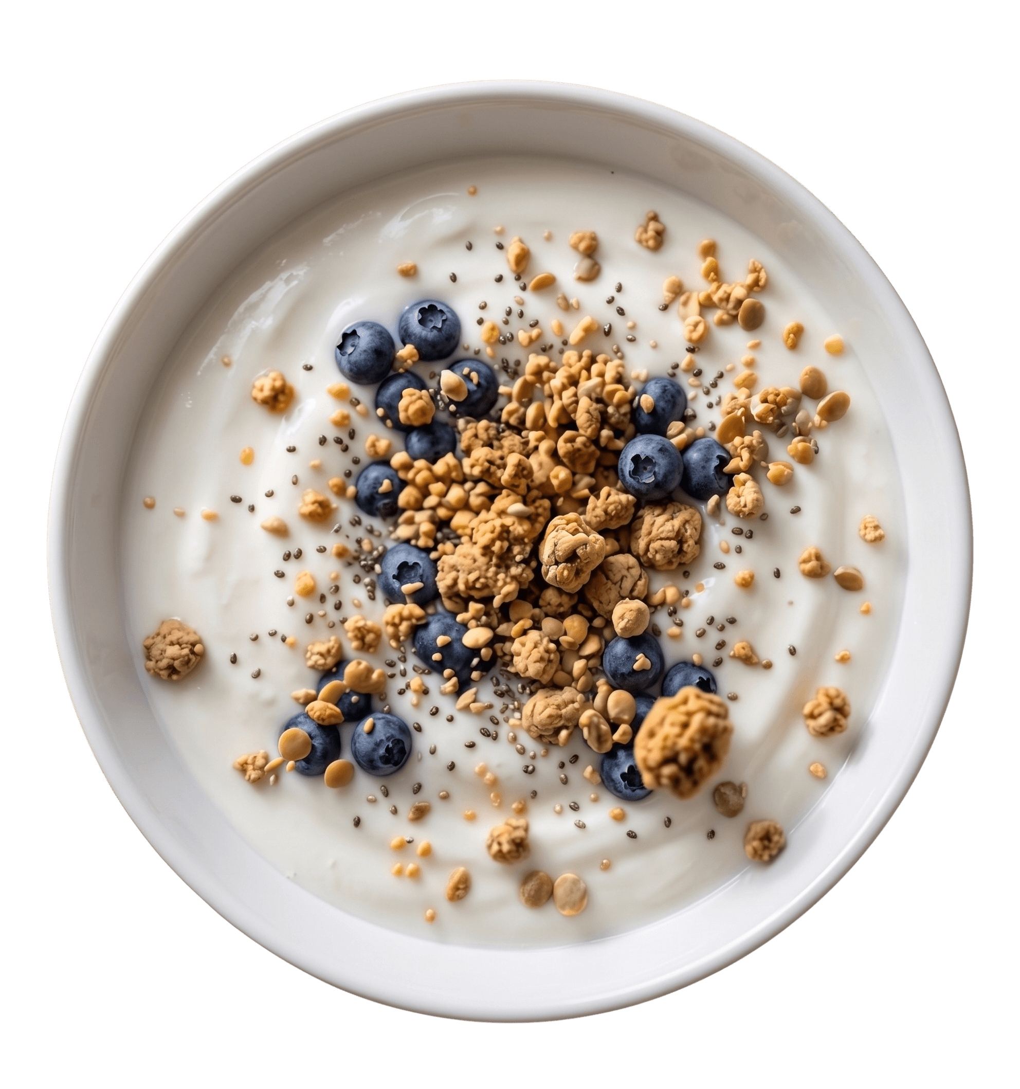 Hydor Crunch en un bowl de yogurt visto desde arriba